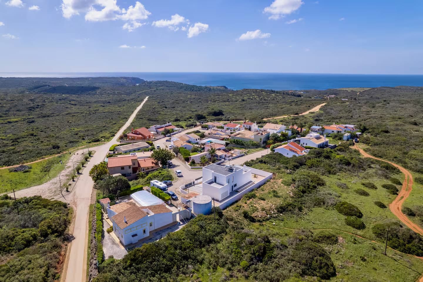 Aerial view of Villa Sonata and the Atlantic coast